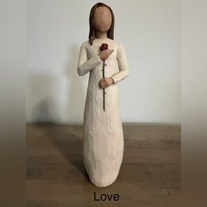 Willow Tree Cream Love Sculpture with Red Rose